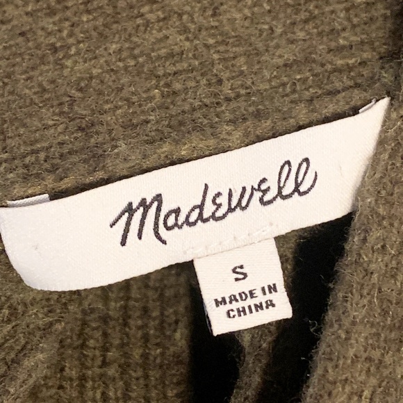 Madewell Henley Sweater Mini Dress Merino Wool Knit Pullover Olive Green Sz S - Picture 5 of 9